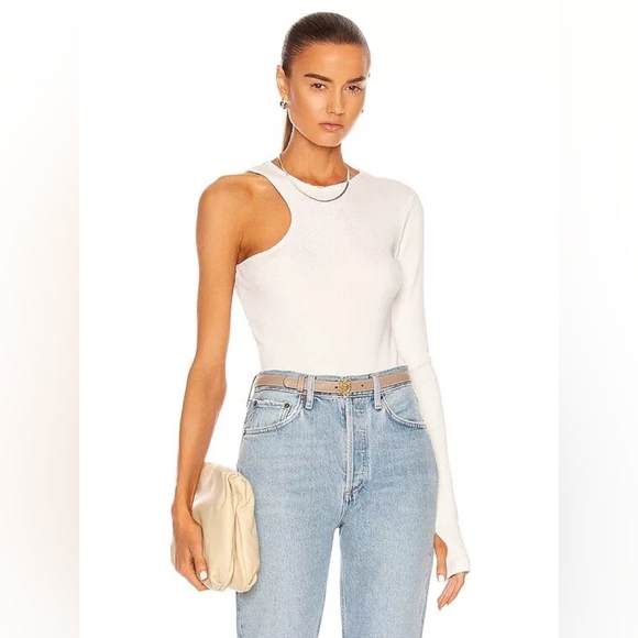 Agolde - Bea Cutaway Bodysuit in White - Size L - Picture 3 of 10